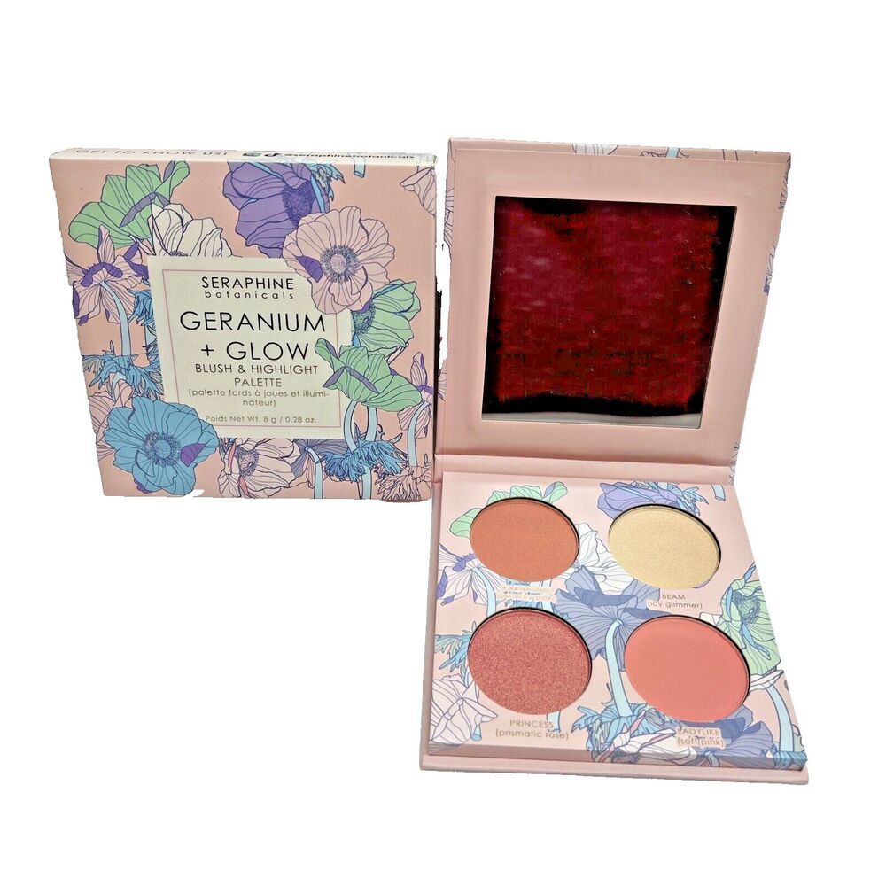 Seraphine Botanicals GERANIUM + GLOW Blush & Highlighter Palette Helio Pink